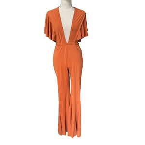Sugarhigh Lovestoned Yoko Catsuit L Terracotta Jumpsuit USA 70’s